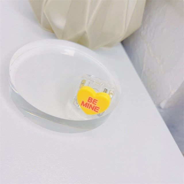 Shiny Acrylic Heart Rings
