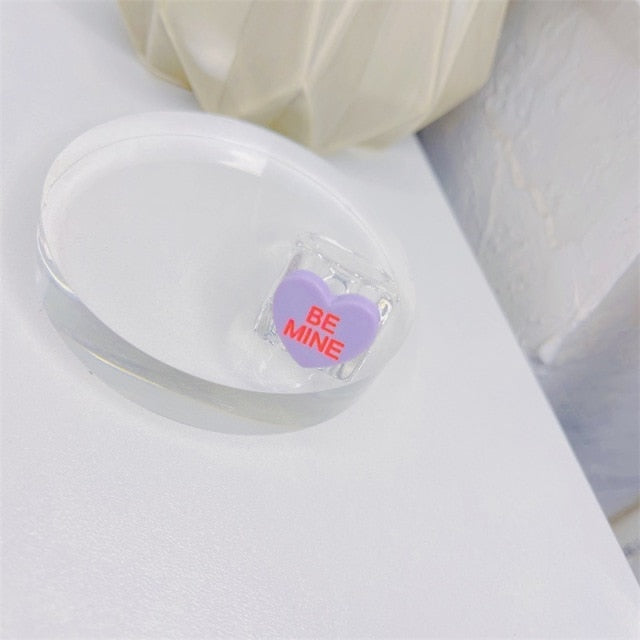 Shiny Acrylic Heart Rings