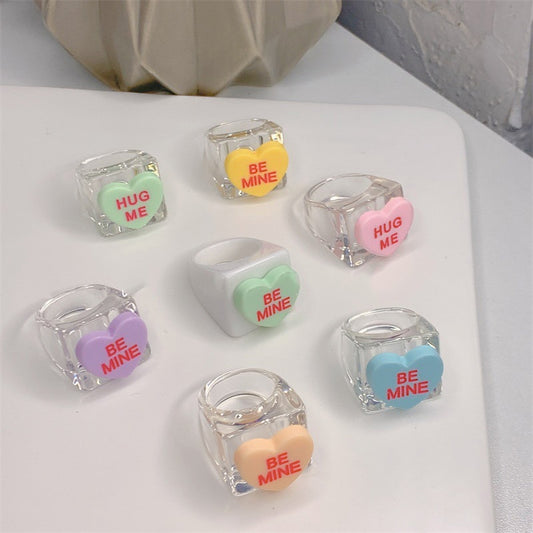 Shiny Acrylic Heart Rings